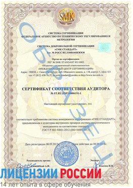 Образец сертификата соответствия аудитора №ST.RU.EXP.00006191-1 Гатчина Сертификат ISO 50001