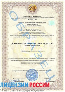 Образец сертификата соответствия аудитора №ST.RU.EXP.00006191-3 Гатчина Сертификат ISO 50001