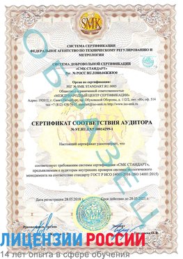 Образец сертификата соответствия аудитора №ST.RU.EXP.00014299-1 Гатчина Сертификат ISO 14001